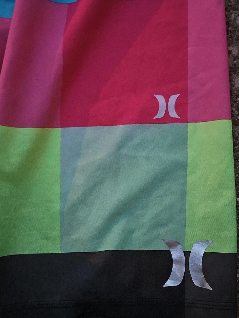 Hurley Phantom Multicolor Colorblock Stripe Board Shorts Blue Green Pink Mens 30